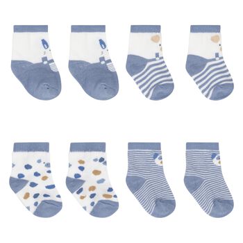 Baby Boys Blue & White Socks (4 Pack)