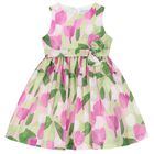 Girls Green & Pink Floral Dress, 3, hi-res