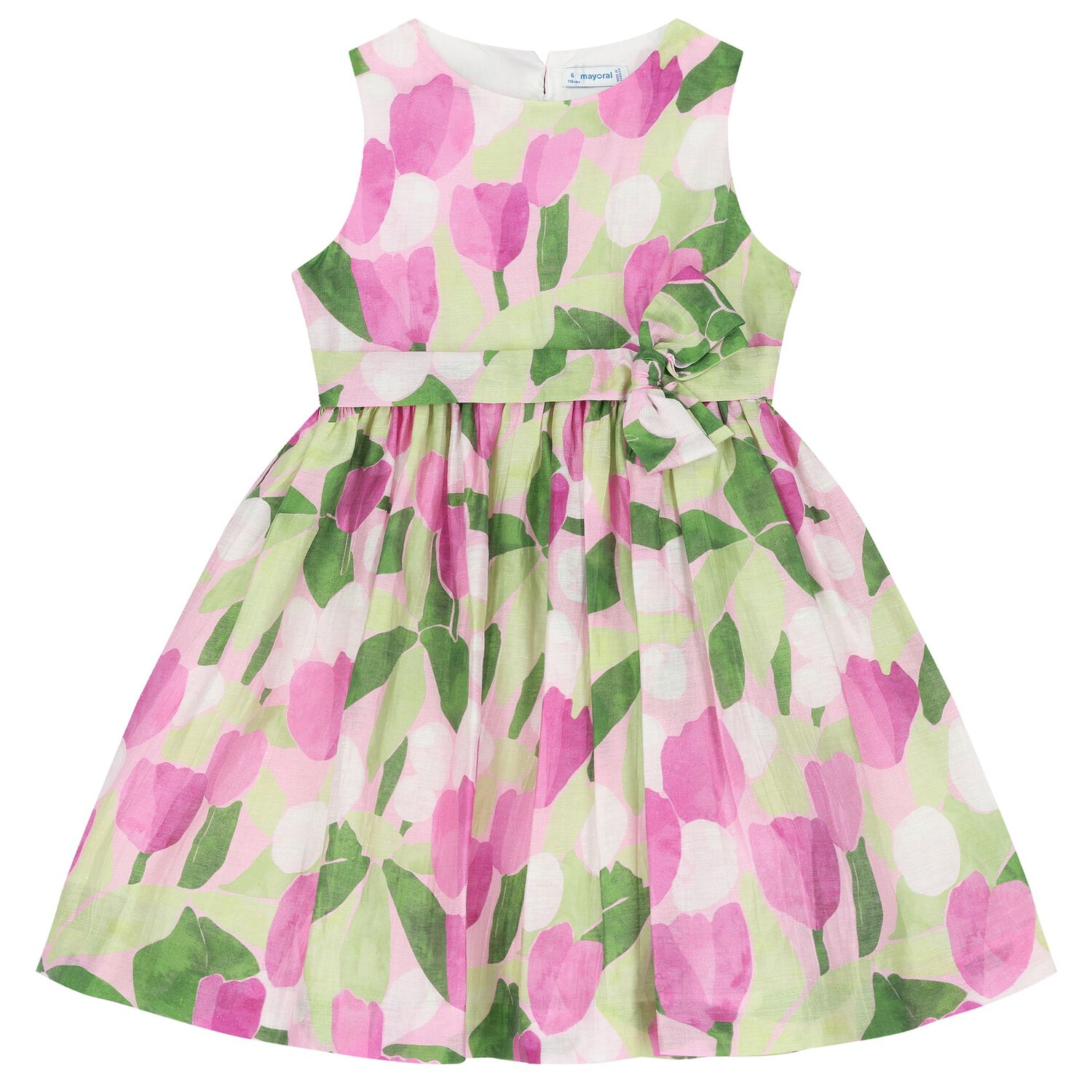 Girls Green & Pink Floral Dress, 3, hi-res image number null