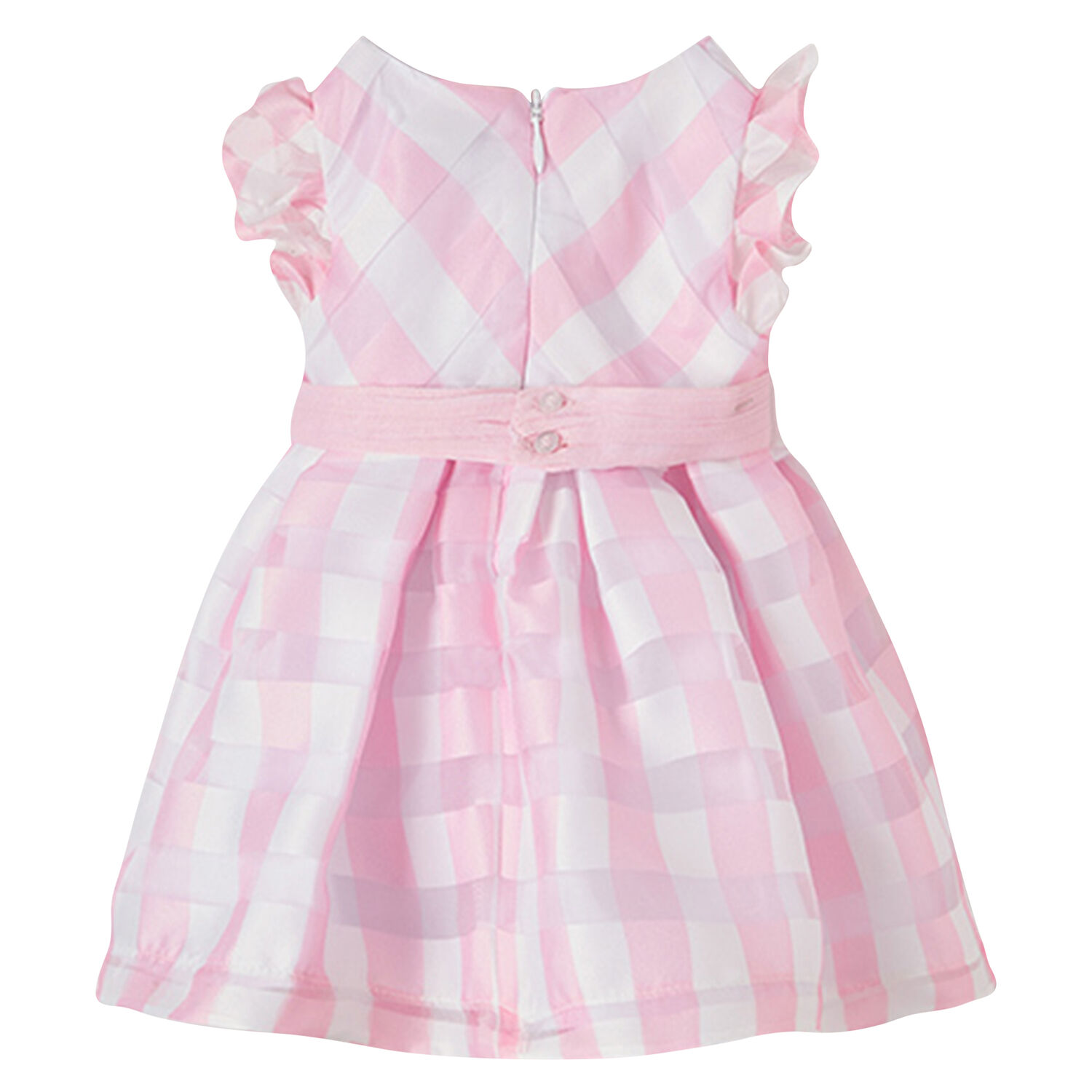 Younger Girls Pink & White Gingham Dress, 1, hi-res