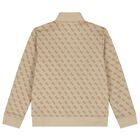 Boys Beige Logo Zip Up Top, 1, hi-res