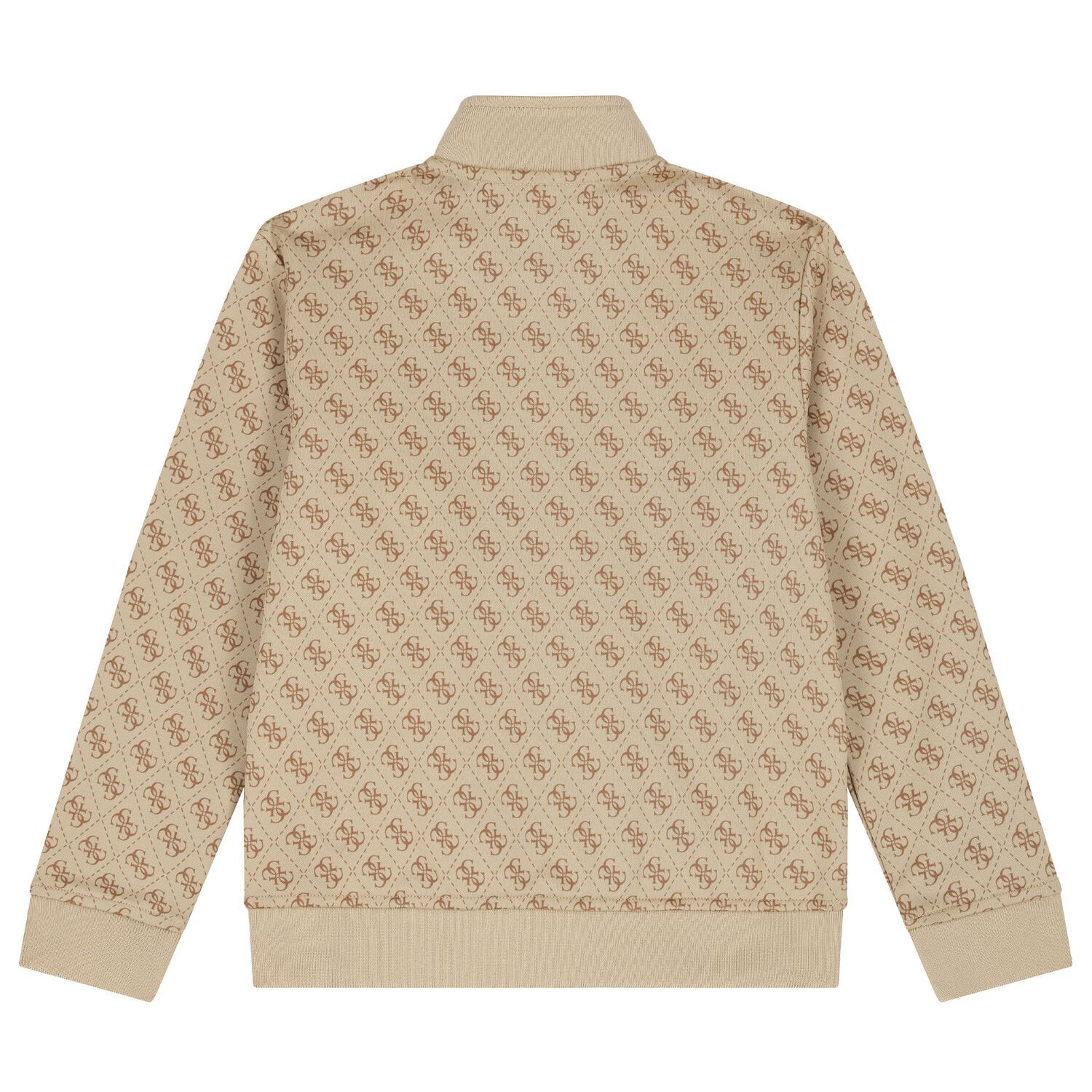 Boys Beige Logo Zip Up Top, 1, hi-res