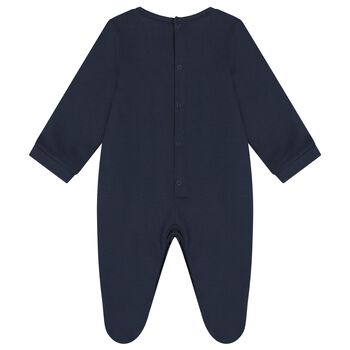 Baby Boys Navy Blue Logo Babygrow
