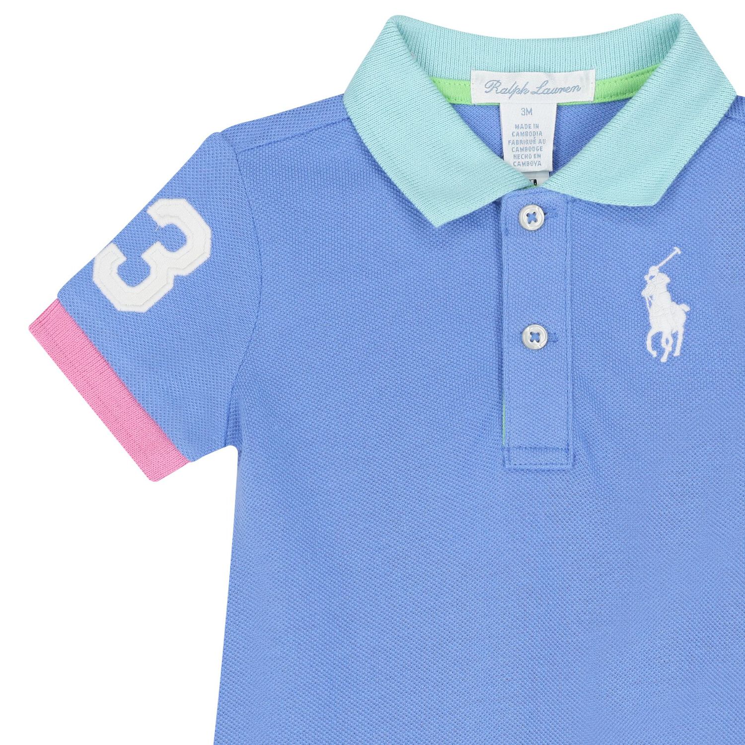 Baby Boys Blue Logo Romper, 1, hi-res