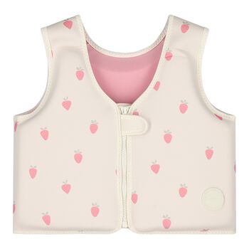 Girls Beige & Pink Strawberry Swim Vest