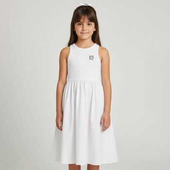 Girls White Logo Dress