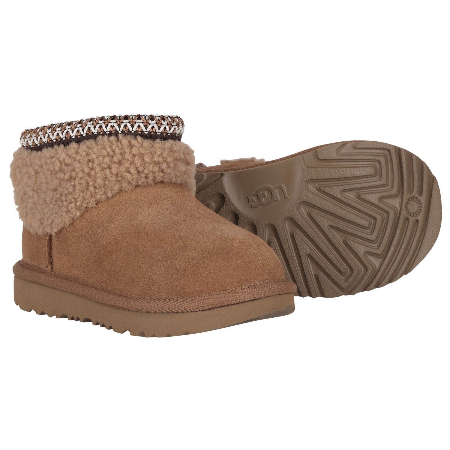 Girls Beige Classic Ultra Mini Suede Boots, 1, hi-res image number null