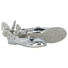 Girls Silver Butterfly Leather Shoes, 1, hi-res