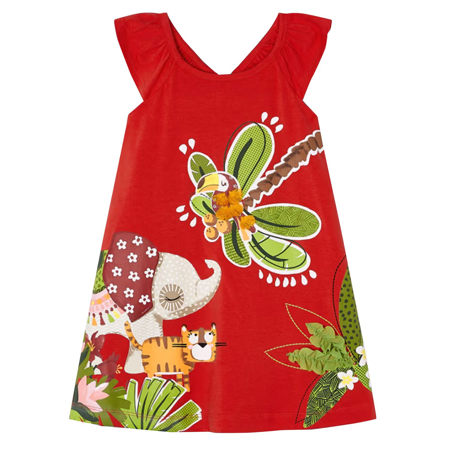 Girls Red Animal Dress, 1, hi-res image number null
