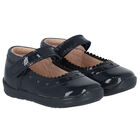 Girls Navy Blue Patent First Walker Shoes, 1, hi-res