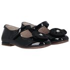 Girls Black Patent Leather Ballerina Shoes, 1, hi-res