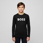 Boys Black Logo Long Sleeve Top, 1, hi-res
