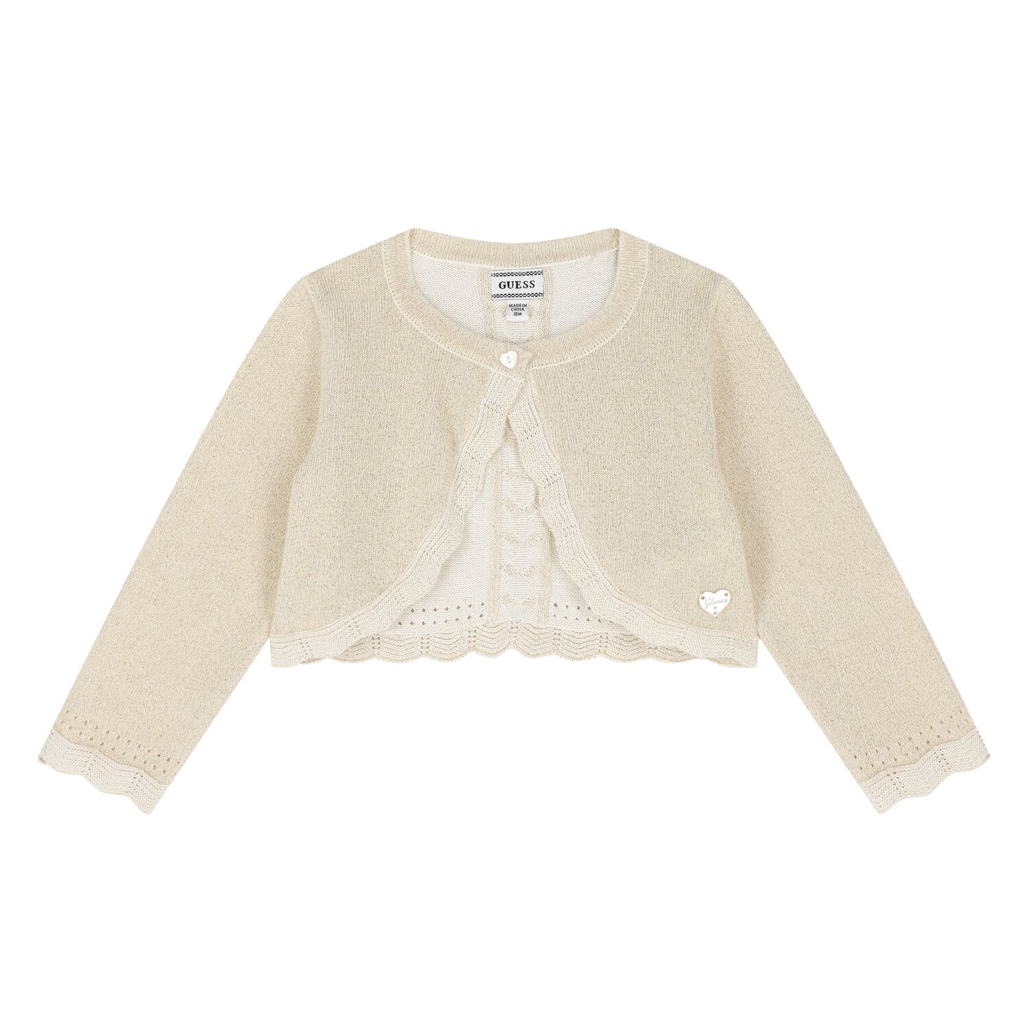Younger Girls Gold Knitted Cardigan, 1, hi-res