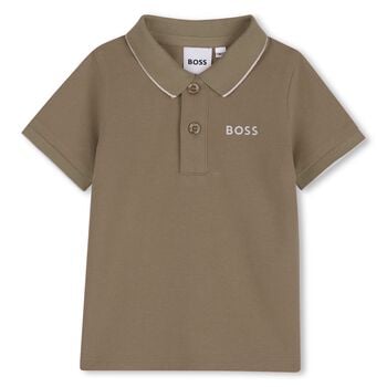 Younger Boys Taupe Logo Polo Shirt