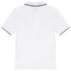 Younger Boys White Logo Polo Shirt, 2, hi-res