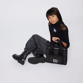 Girls Black Logo Handbag