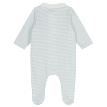 Baby Boys Blue & White Striped Babygrow
