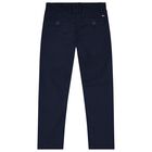 Boys Navy Blue Logo Trousers, 2, hi-res