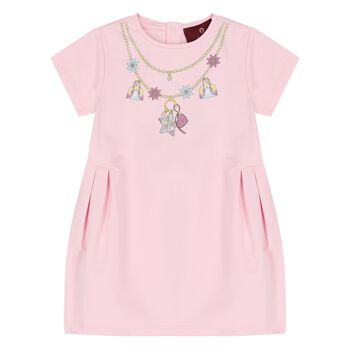 Younger Girls Pink Necklace Logo Dress 