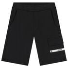 Boys Black Logo Tape Shorts, 2, hi-res