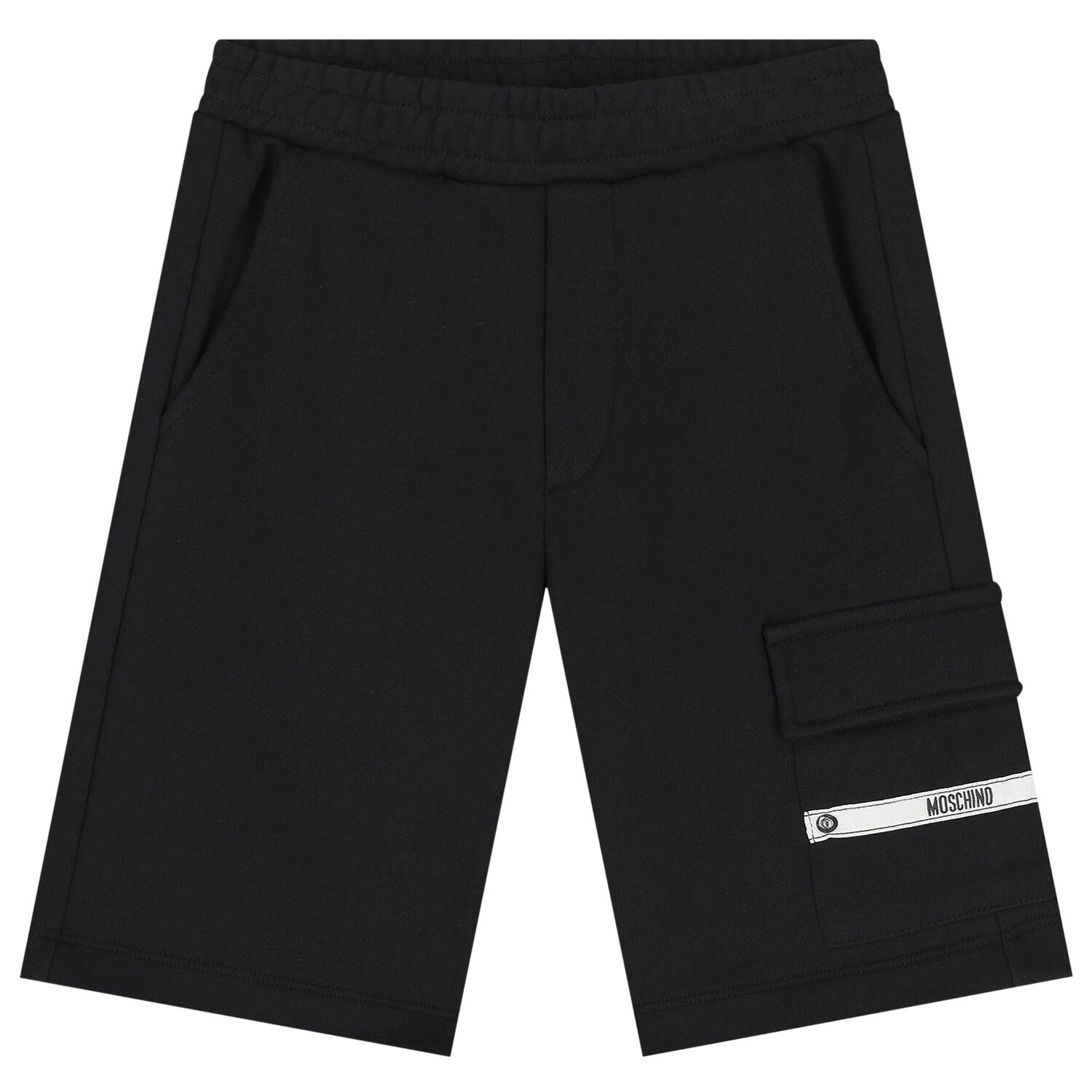 Boys Black Logo Tape Shorts, 2, hi-res