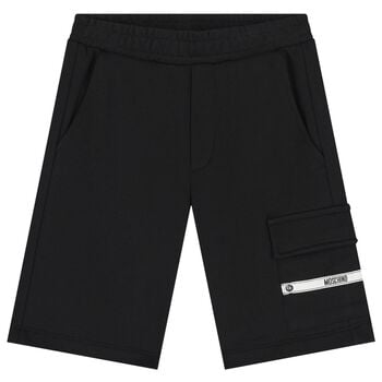 Boys Black Logo Tape Shorts