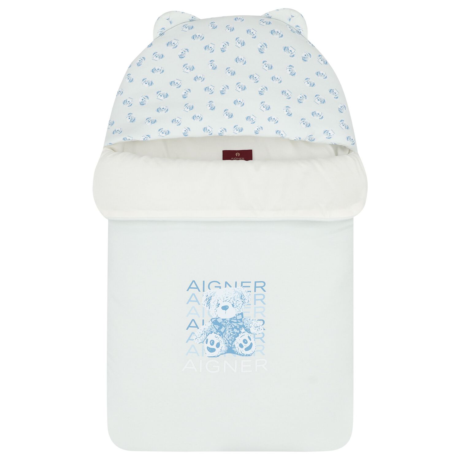 Baby Boys Blue & Ivory Teddy Bear Logo Baby Nest, 2, hi-res