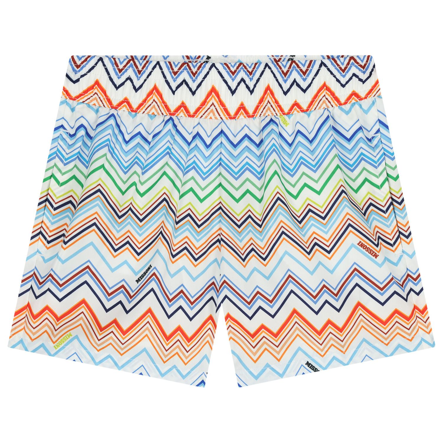 Boys Multi-Coloured Zig Zag Swim Shorts, 1, hi-res