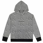 Boys Black & White Logo Hooded Top, 1, hi-res