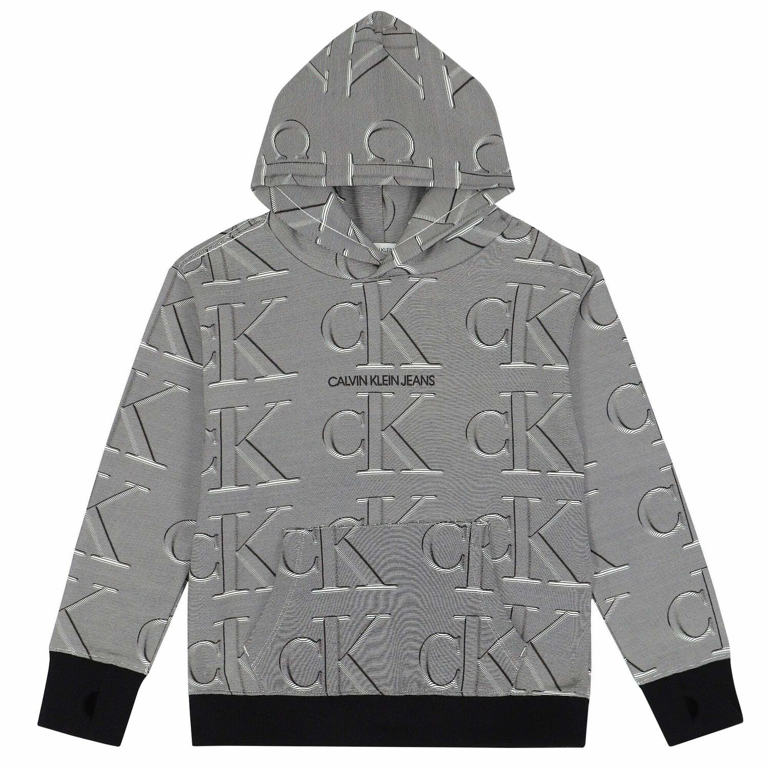 Boys Black & White Logo Hooded Top, 1, hi-res image number null