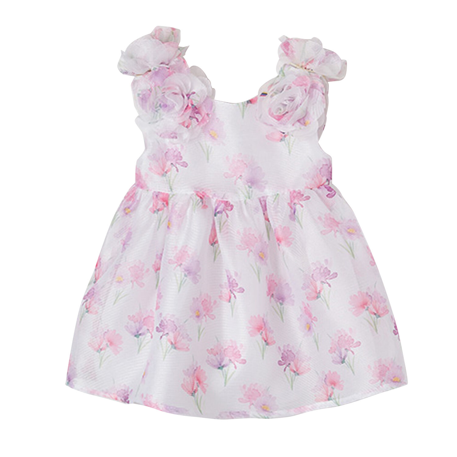 Younger Girls White & Pink Floral Dress, 1, hi-res image number null