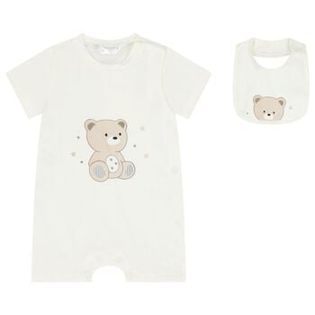 Ivory Teddy Bear Romper Gift Set