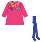 Girls Pink & Blue Bow Dress Set, 2, hi-res