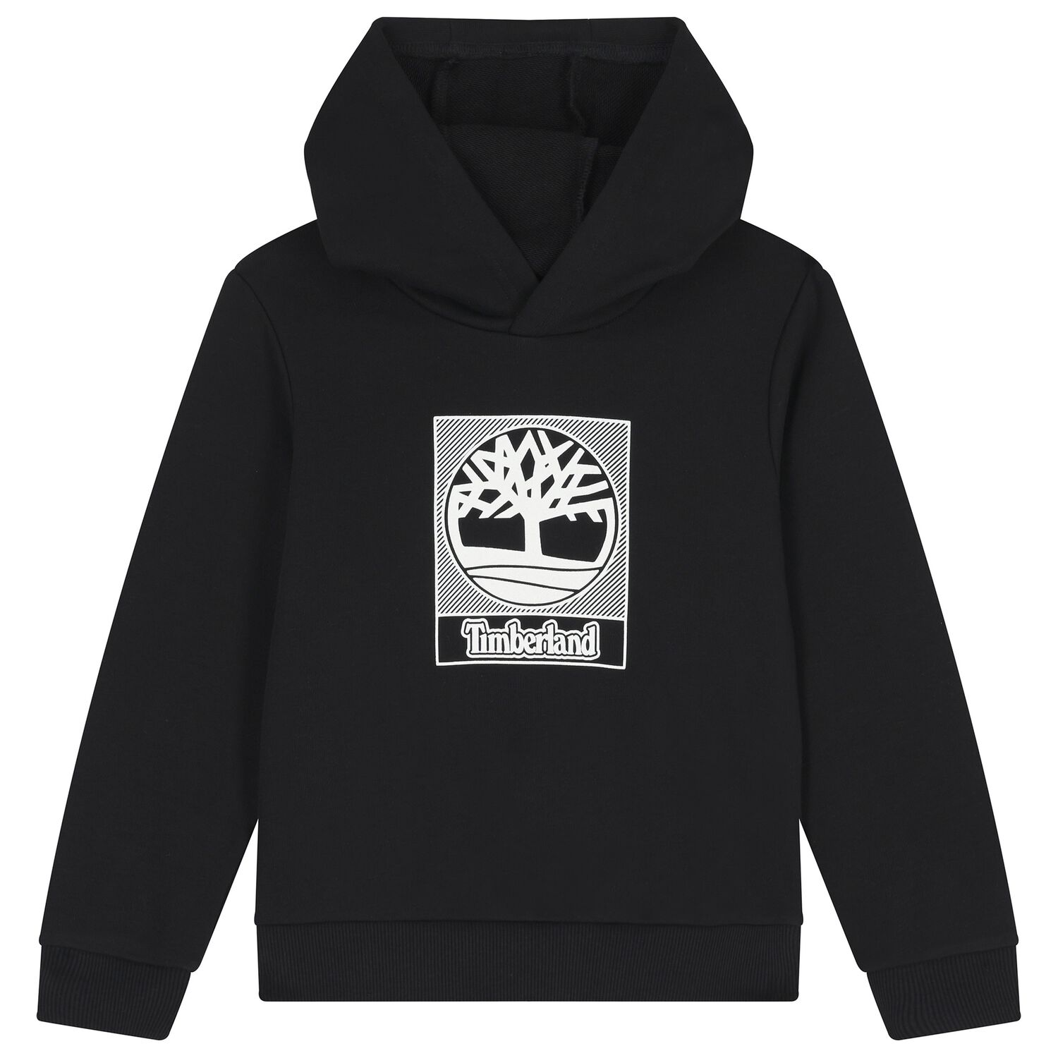 Boys Black Logo Hooded Top, 1, hi-res