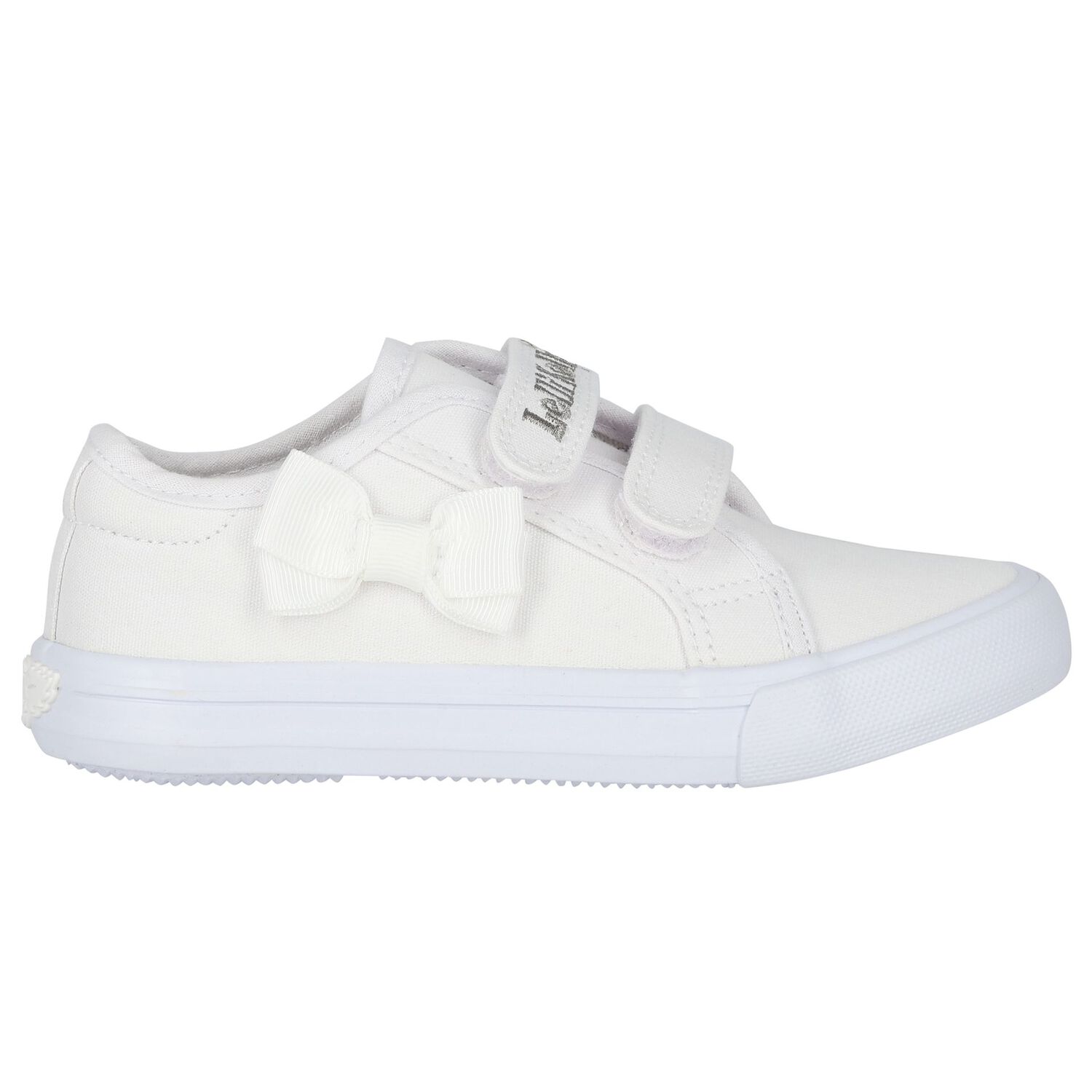 Girls White Logo Bow Shoes, 1, hi-res
