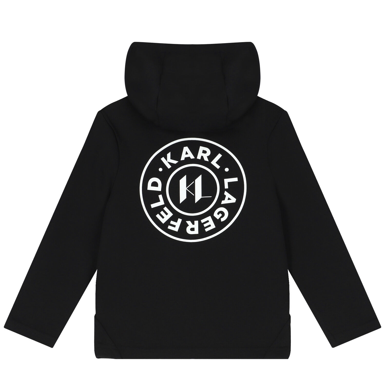 Boys Black Logo Hooded Zip Up Top, 1, hi-res image number null
