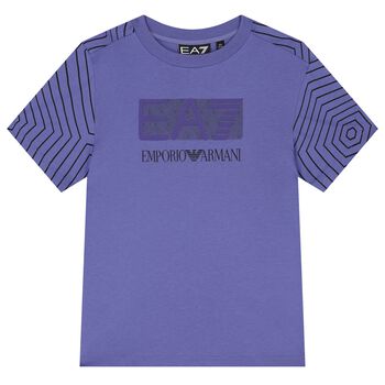 Boys Purple Geometric EA7 T-Shirt