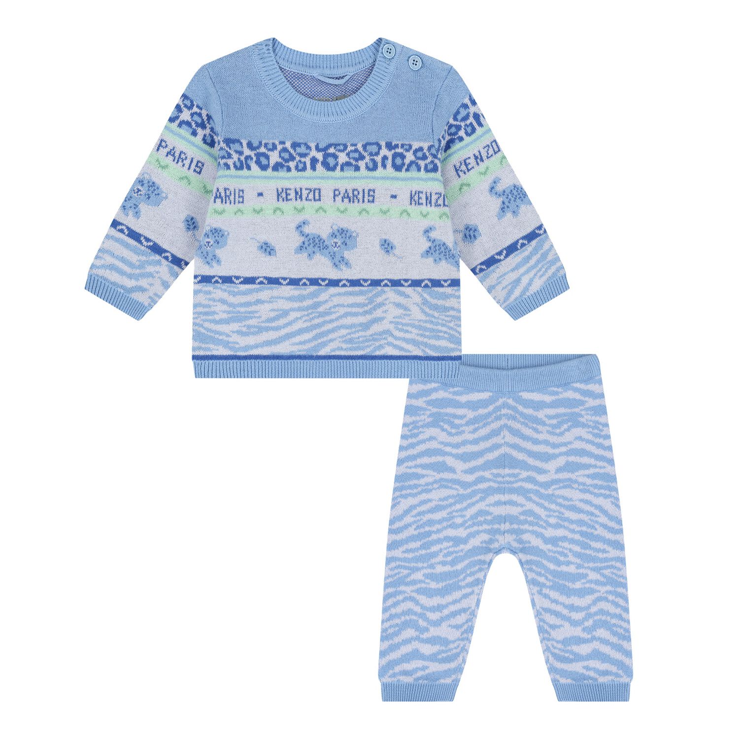 Baby Boys Blue Logo Trousers Set, 1, hi-res