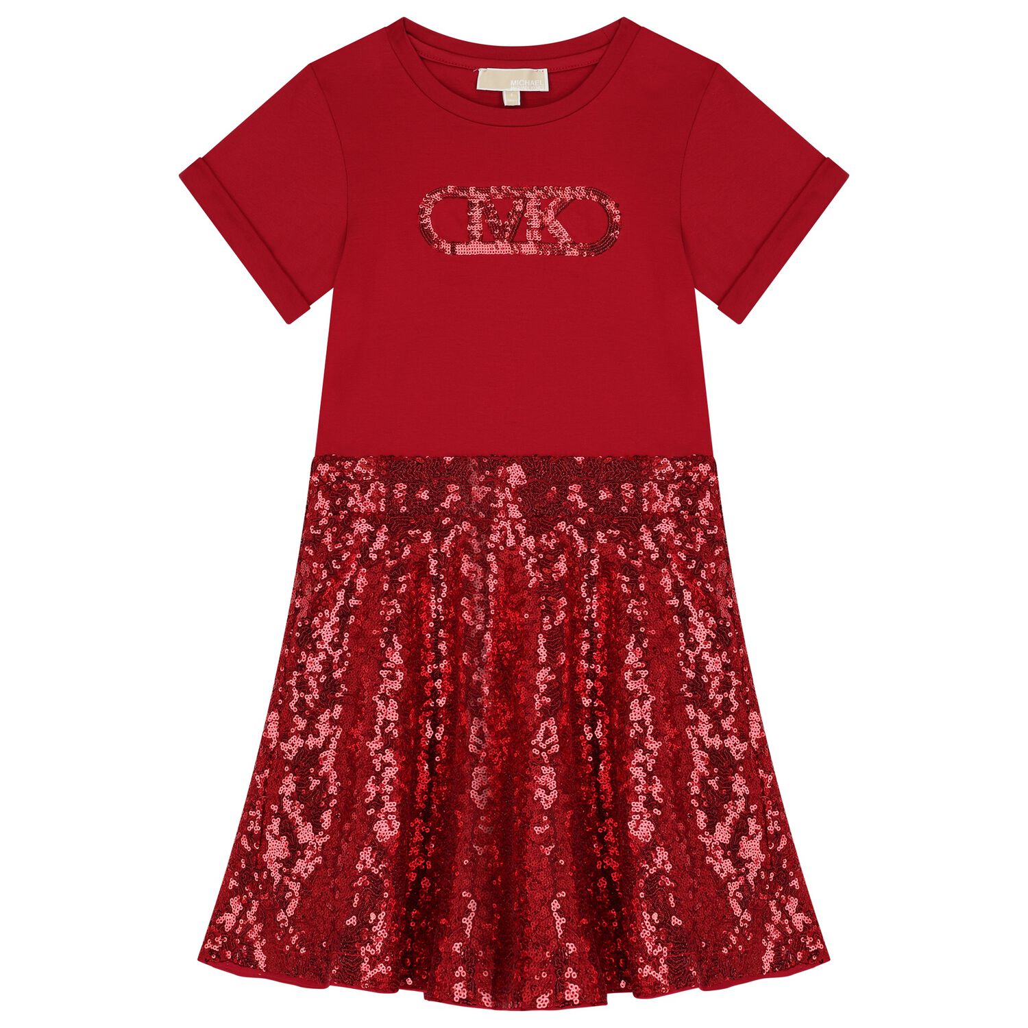 Girls Red Logo Embellished Dress, 2, hi-res