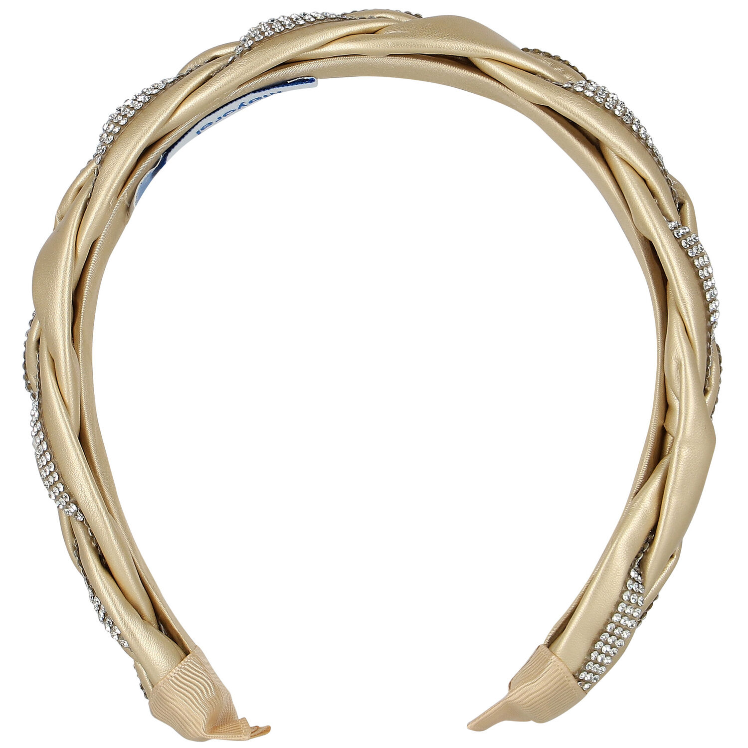 Girls Gold Plaited Diamante Headband, 3, hi-res image number null