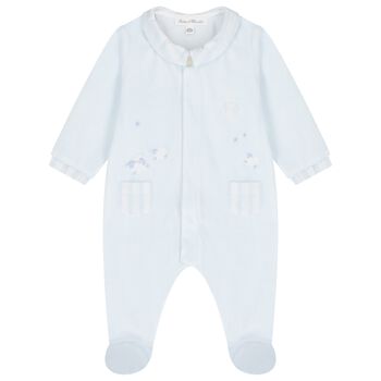 Blue Velour Sheep Babygrow