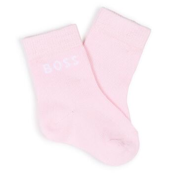 Baby Girls White & Pink Logo Socks ( 3-Pack ) 