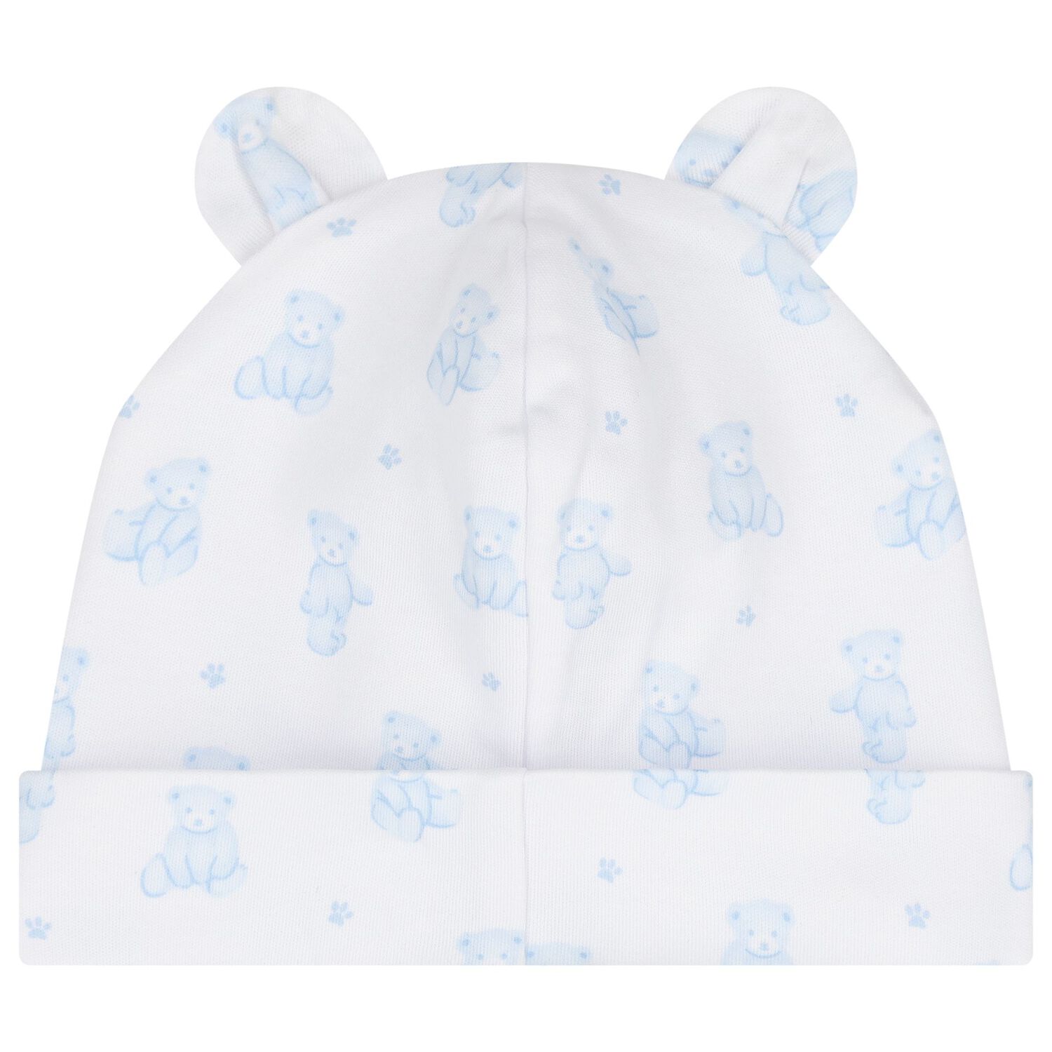Baby Boys White & Blue Teddy Bear Time Hat, 1, hi-res image number null