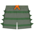 Boys Green Striped Shorts, 1, hi-res