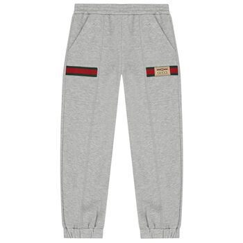 Grey Logo Web Striped Joggers