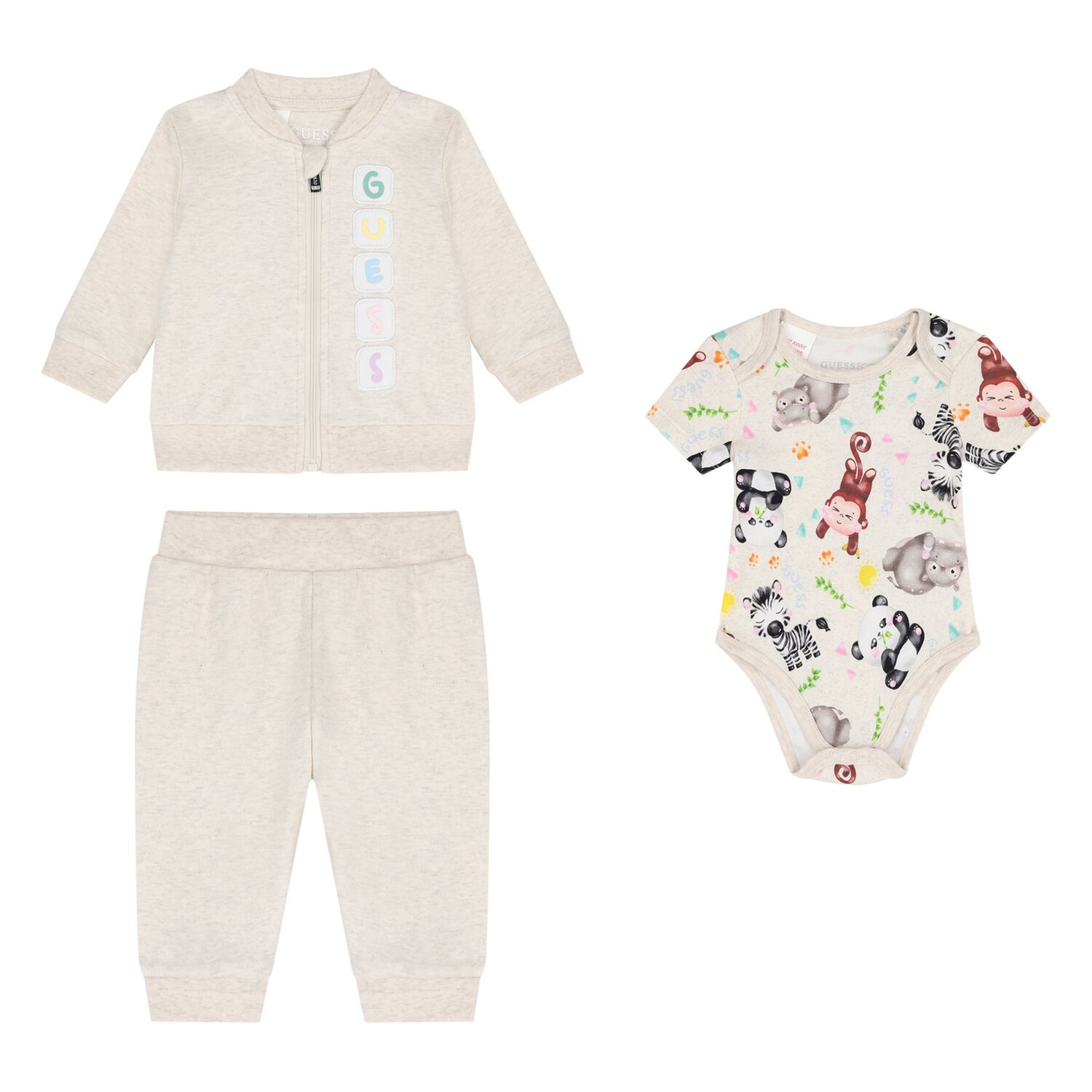 Baby Boys Beige Logo Tracksuit (3 Piece), 1, hi-res image number null