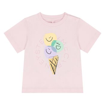 Younger Girls Pink Logo Ice Cream T-Shirt