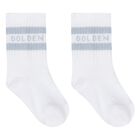 Ivory & Blue Leather Baby Pre Walker Shoes Set, 1, hi-res