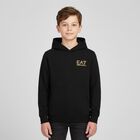 Boys Black Logo Hooded Top, 1, hi-res