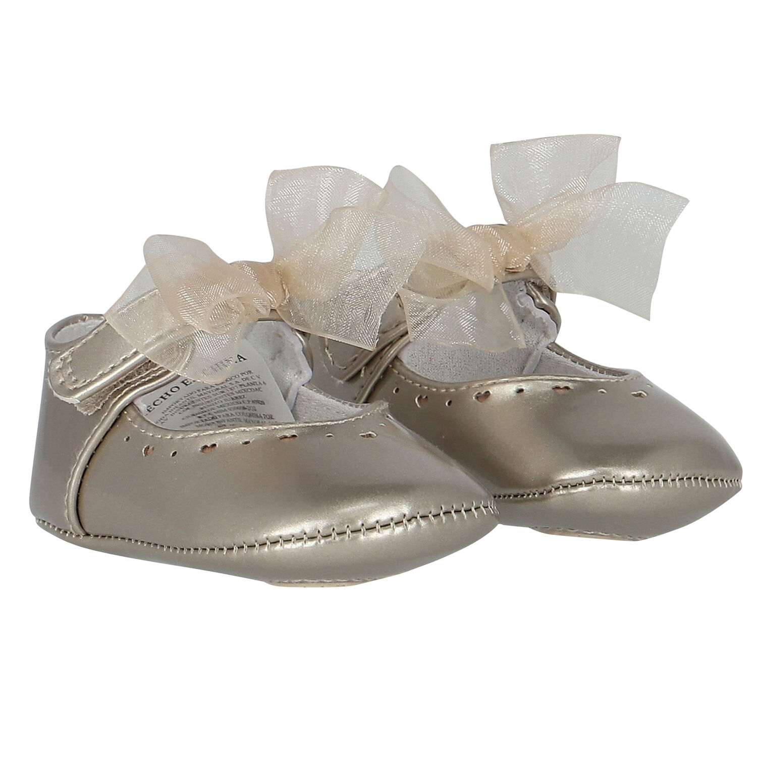 Baby Girls Gold Bow Pre Walker Shoes, 2, hi-res image number null